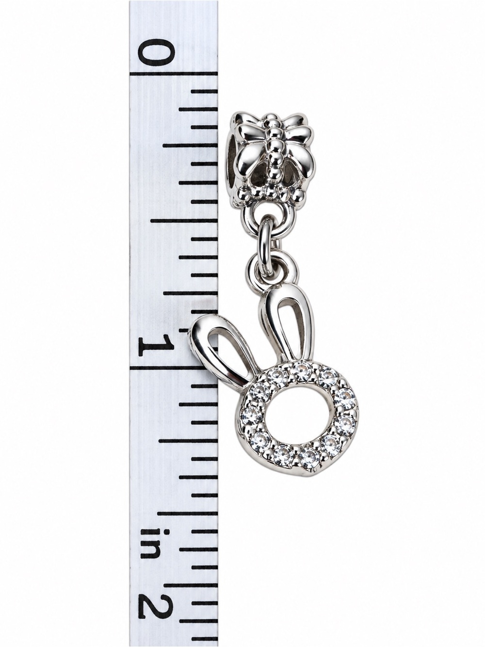 🐰 Sparkling Bunny Rabbit Dangle Charm Clear Rhinestone - Picture 3 of 4